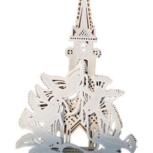 White Church and Birds Ornament